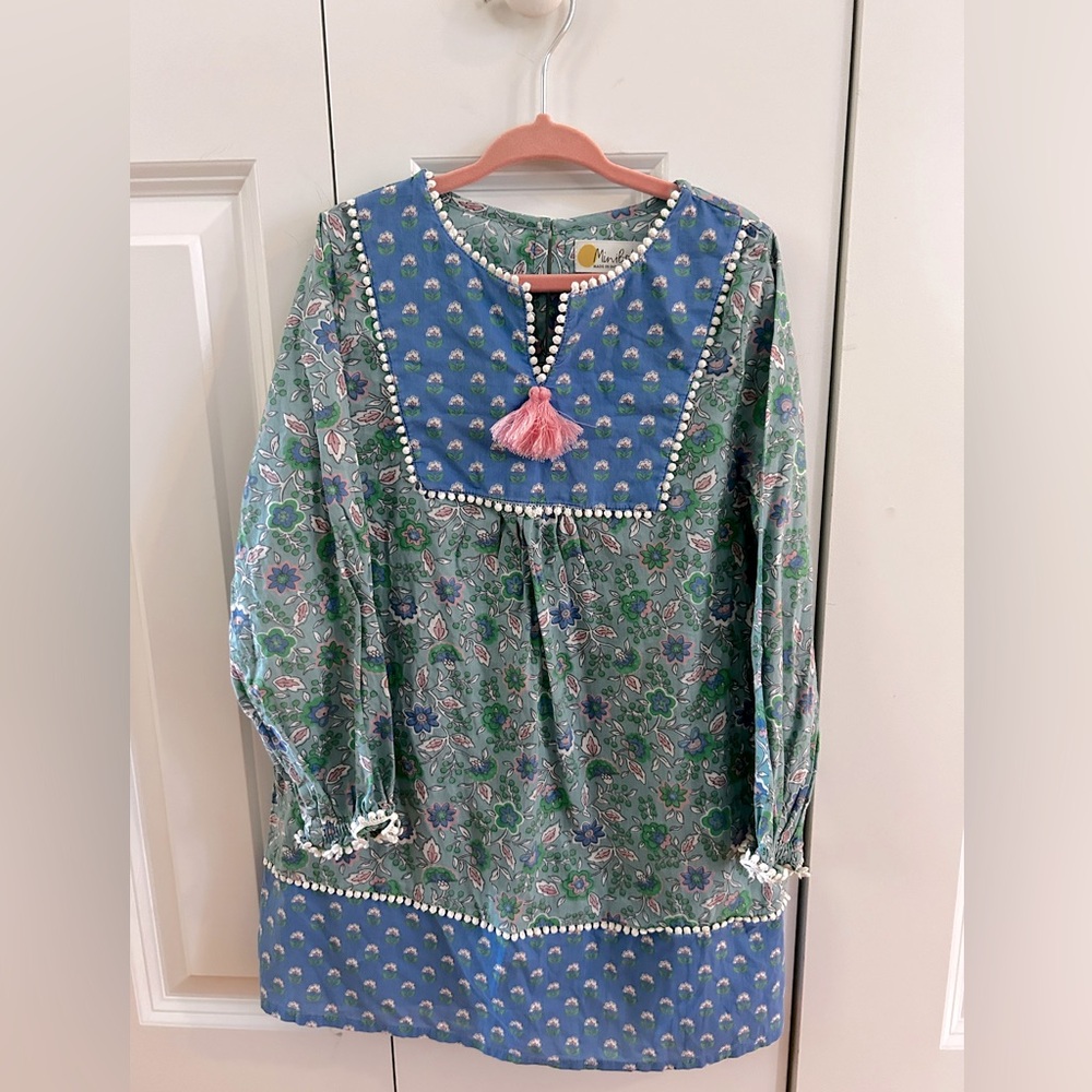 Mini Boden Blue and Green Floral Dress
